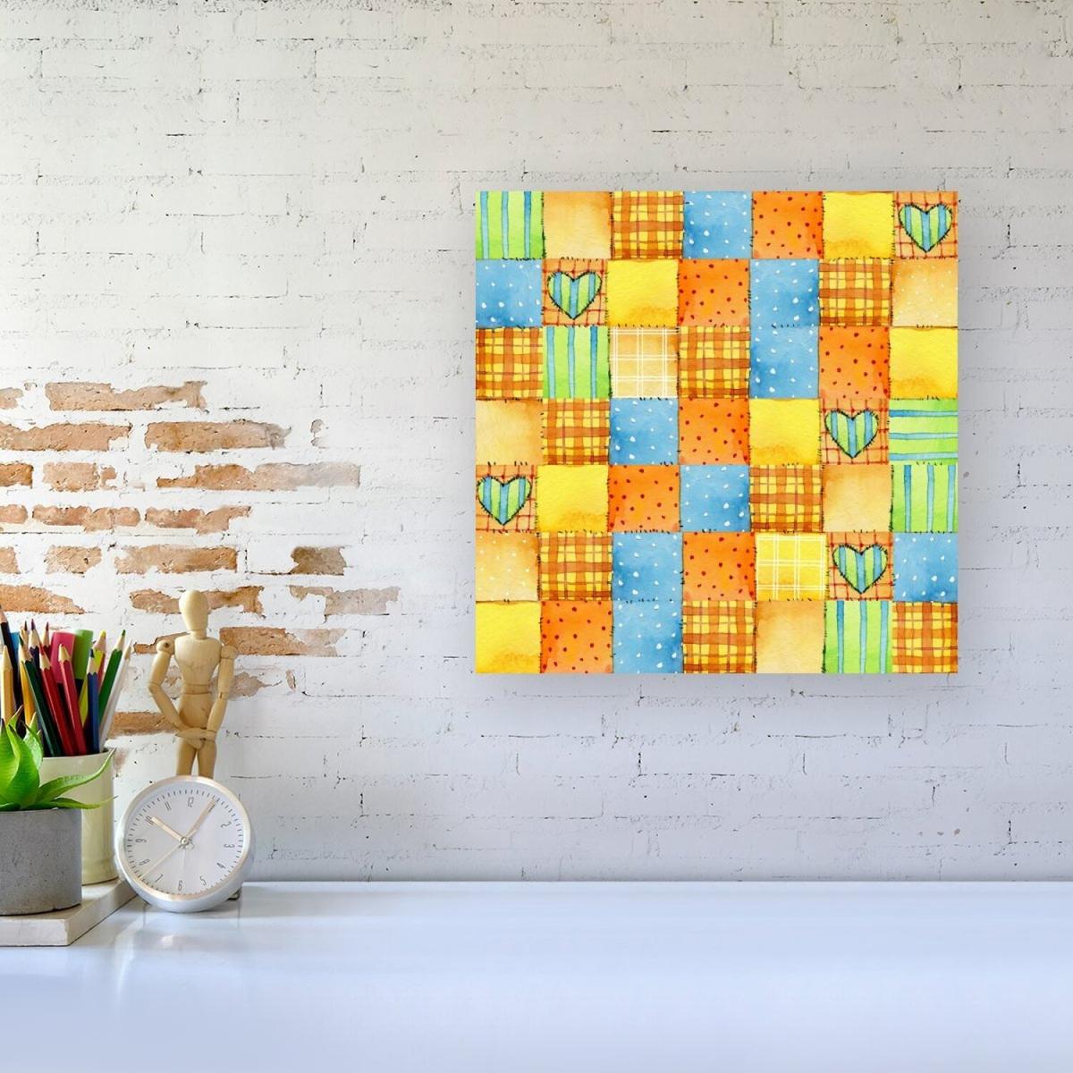 Baby Watercolour Blanket Pattern Canvas Print - Orange / Small – image 1
