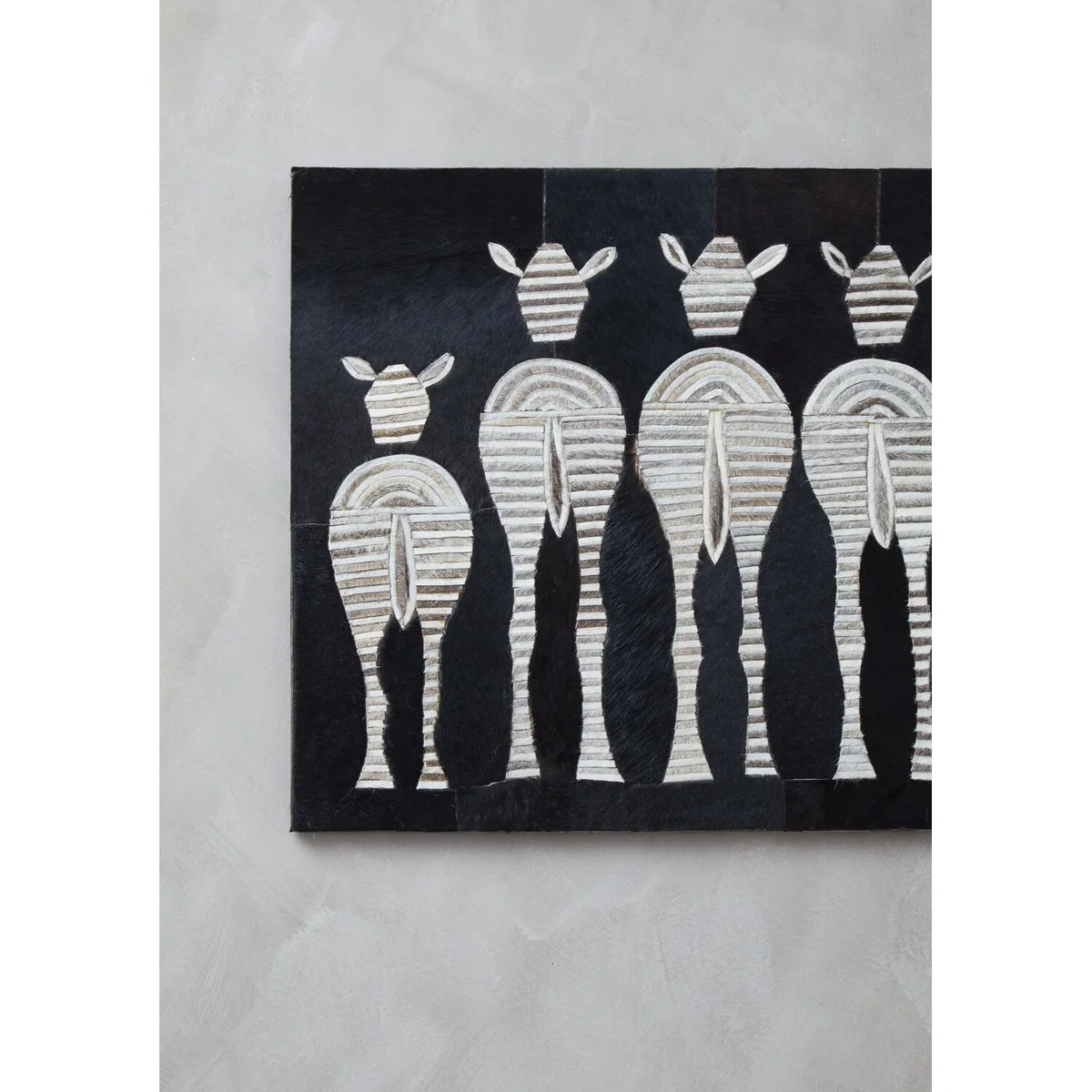 Safira Leather Patchwork Zebra Wall Art - Black – image 3