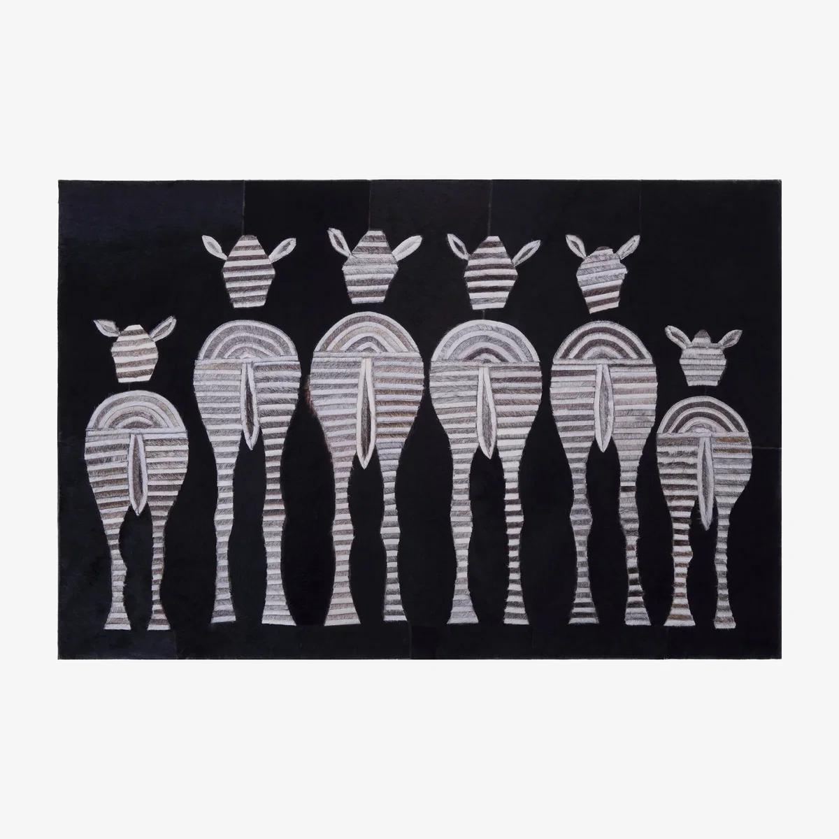 Safira Leather Patchwork Zebra Wall Art - Black – image 1