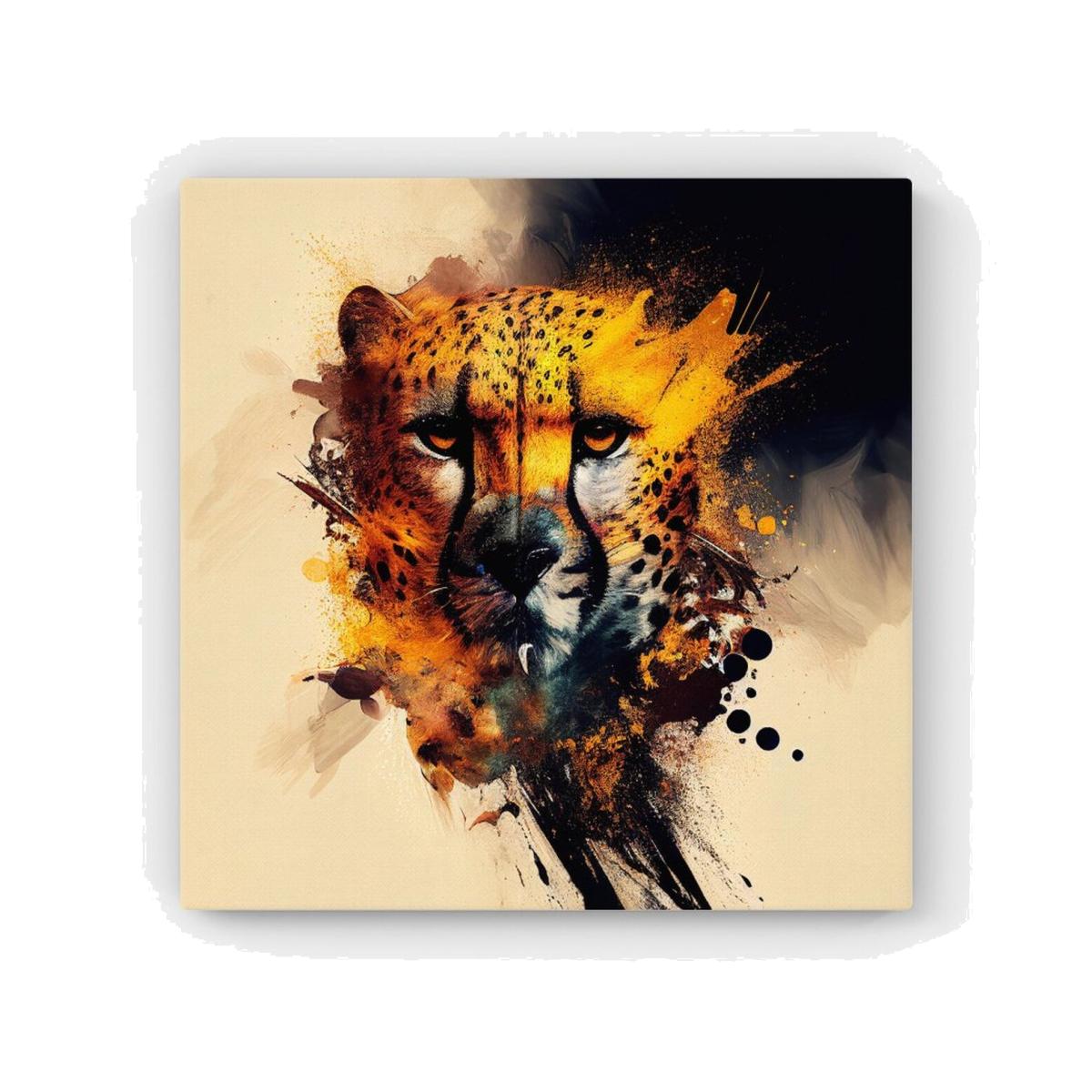 Cheetah Face Splashart Canvas Print - Yellow / 76.2cm