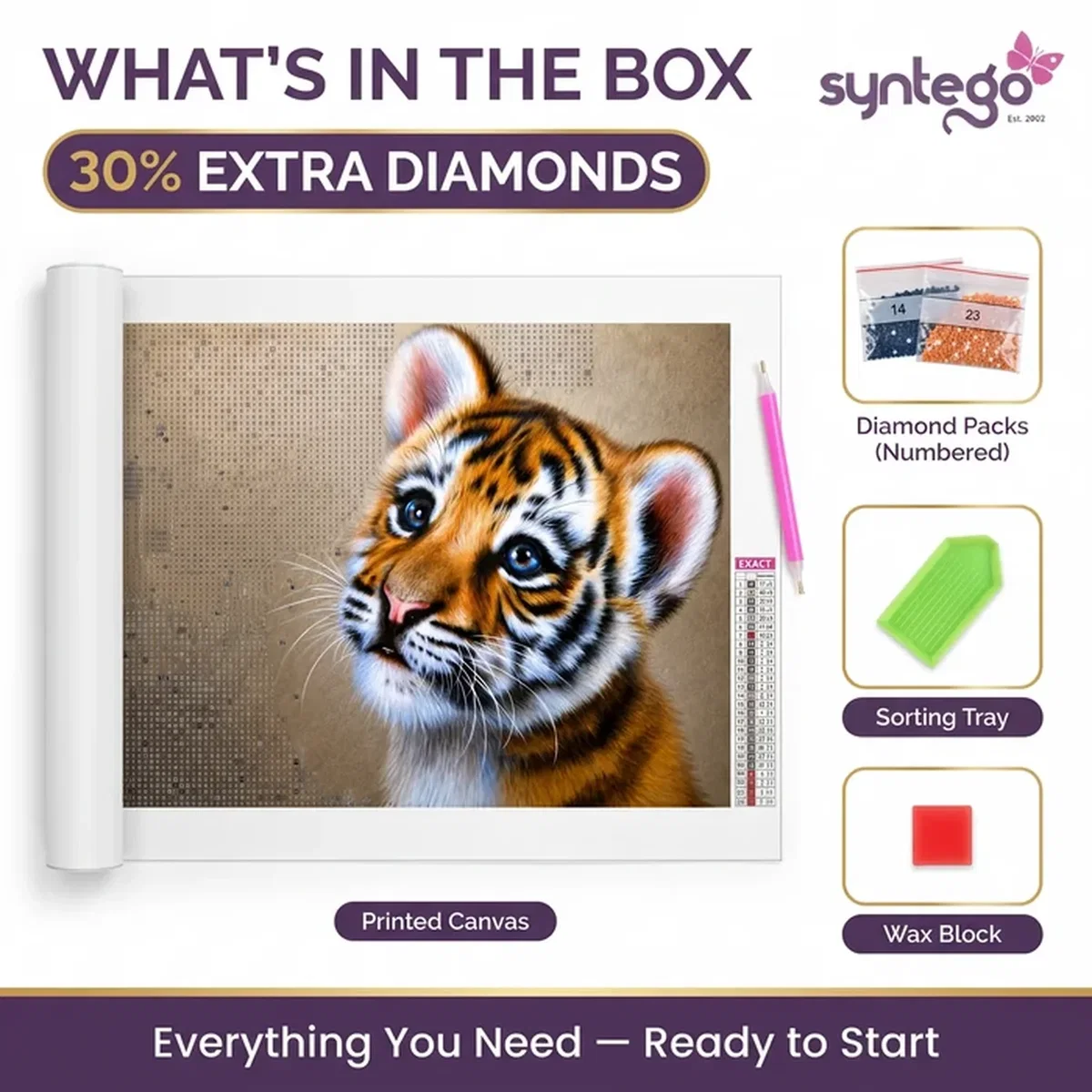 Cute Tiger Cub Square 5D DIY Diamond Painting Kit - Multi – image 5