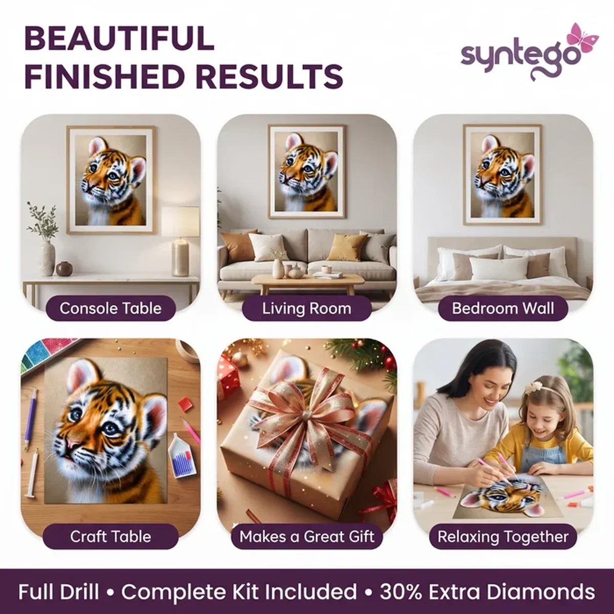 Cute Tiger Cub Square 5D DIY Diamond Painting Kit - Multi – image 9
