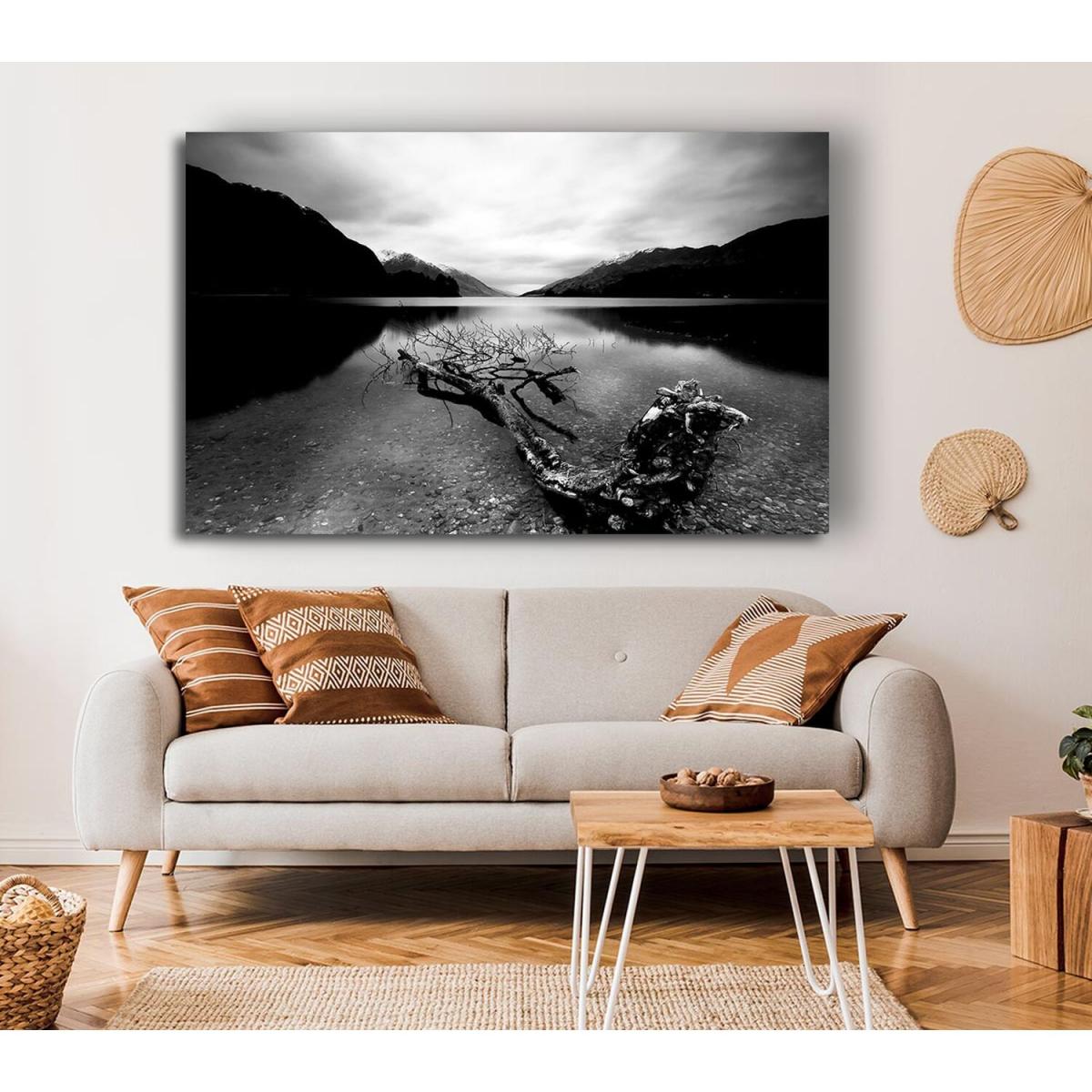 Tree In The Lake B n W - Yellow / Large 26 x 40 Inches – image 2