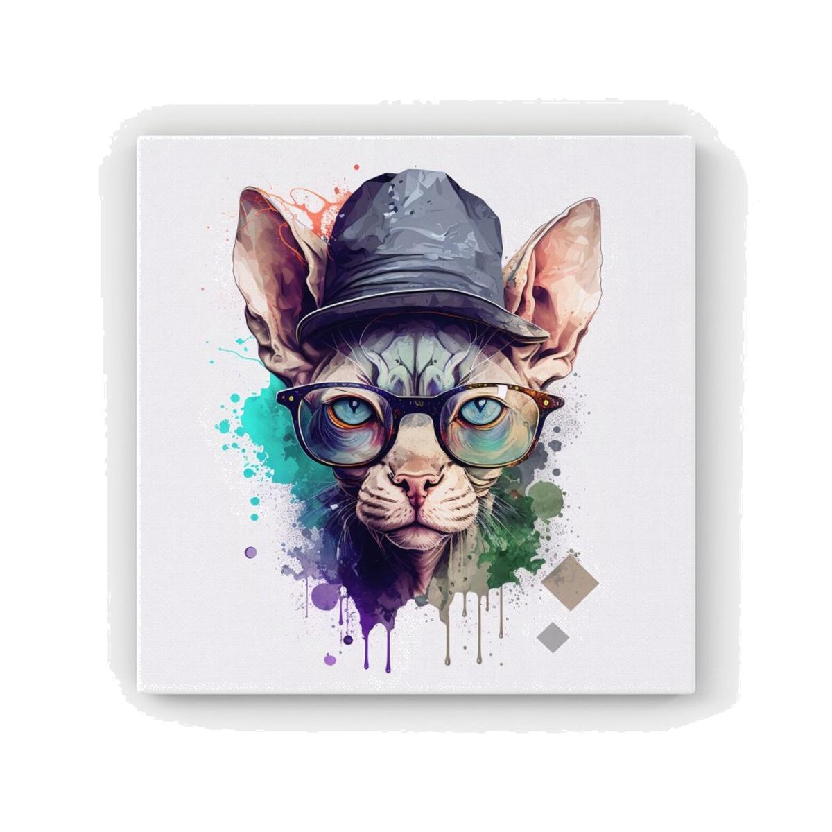 Sphynx Cat Face Splashart HD Metal Print - Neutral / 56cm