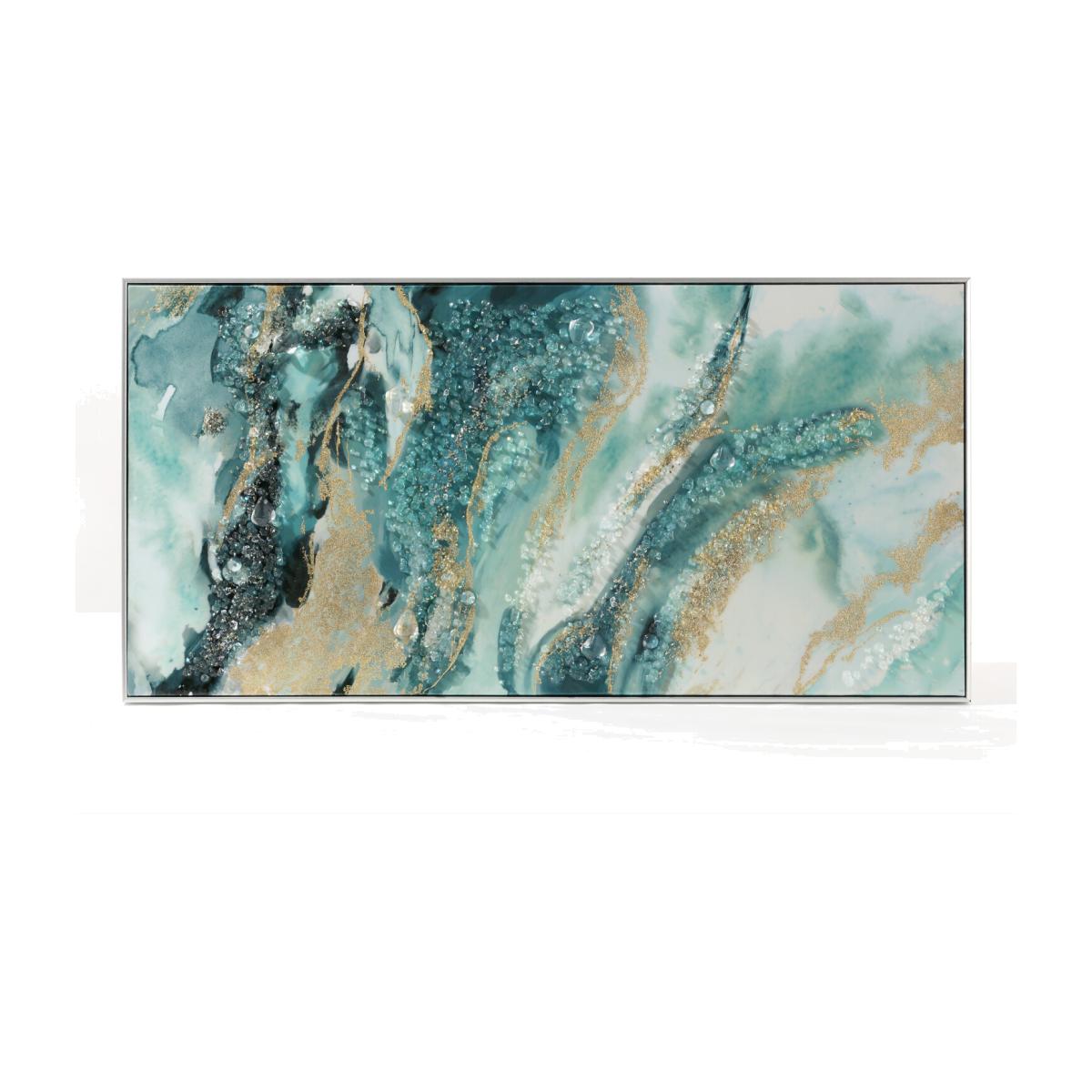 Turquoise Marble Gloss Jewelled Art - Turquoise
