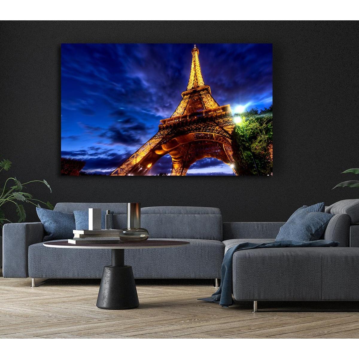 Eiffel Tower Golden Blues Canvas Print Wall Art - Yellow / 35.56cm – image 5