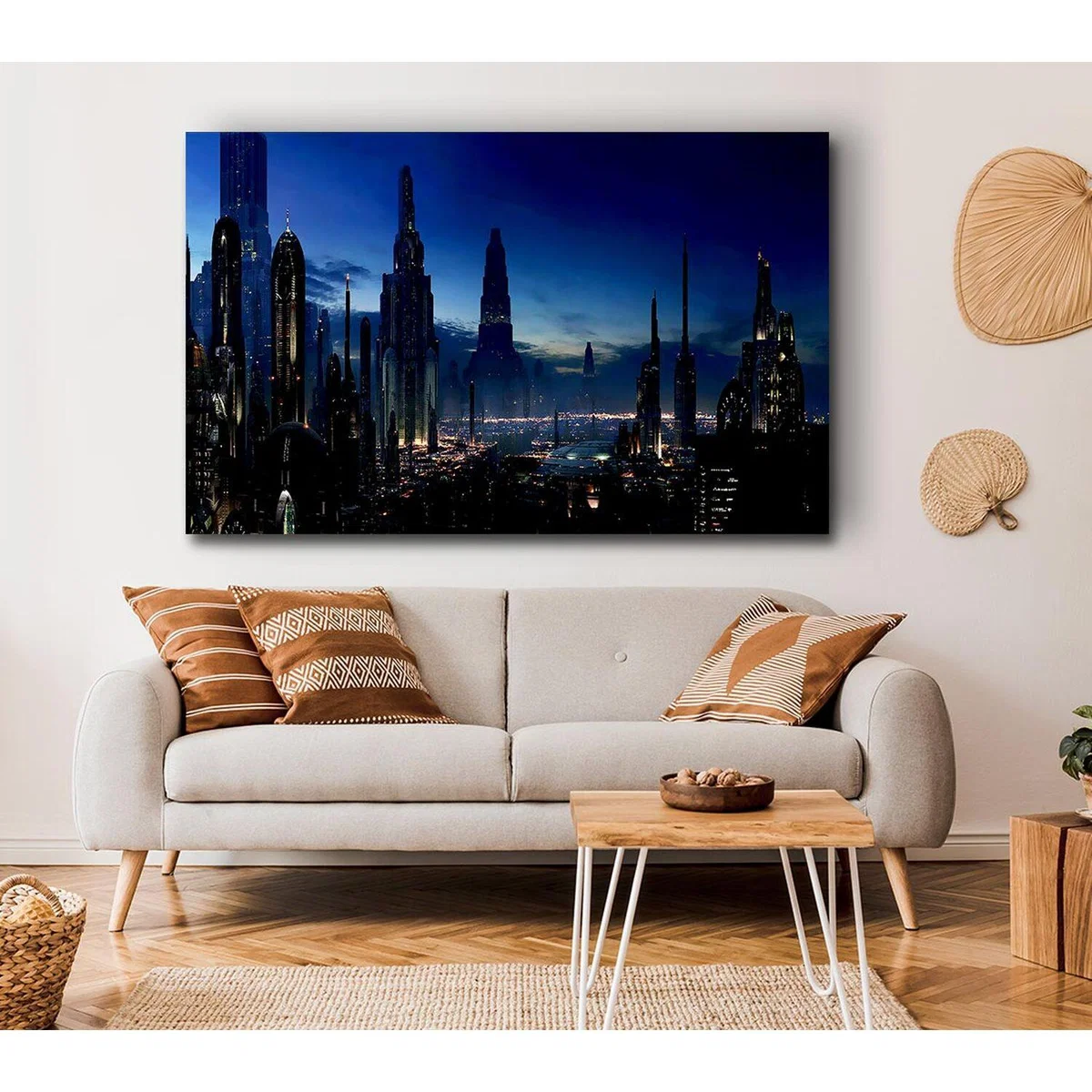 City Of The Future Canvas Print Wall Art - Yellow / 66.04cm – image 3