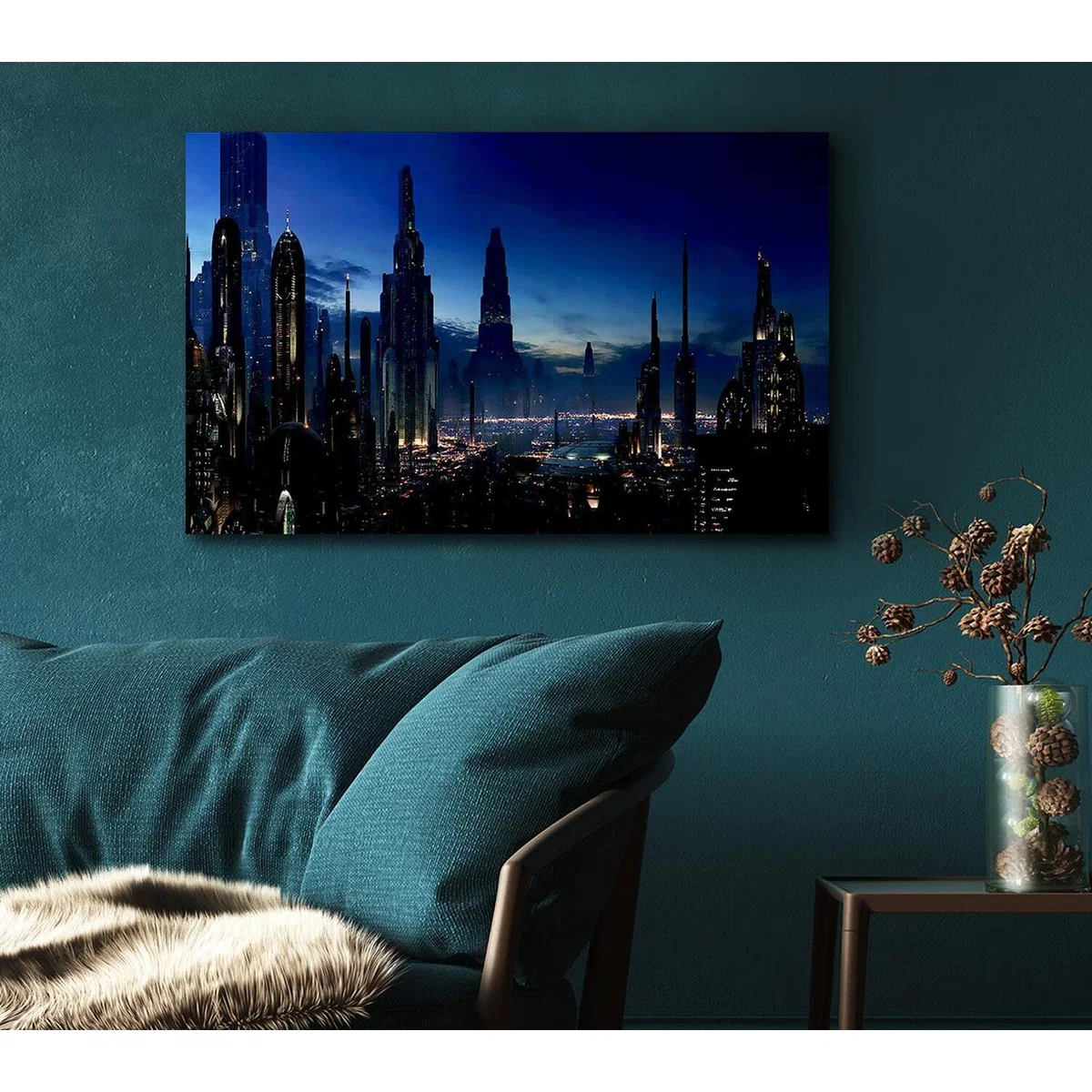City Of The Future Canvas Print Wall Art - Yellow / 66.04cm – image 4