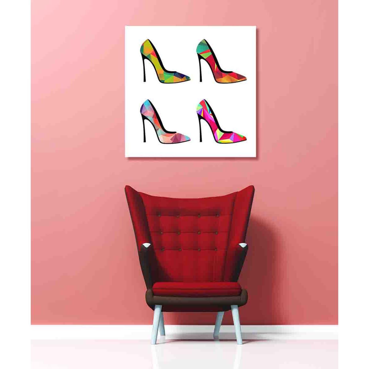 Polygonal shoes Canvas print - White / 90cm – image 2