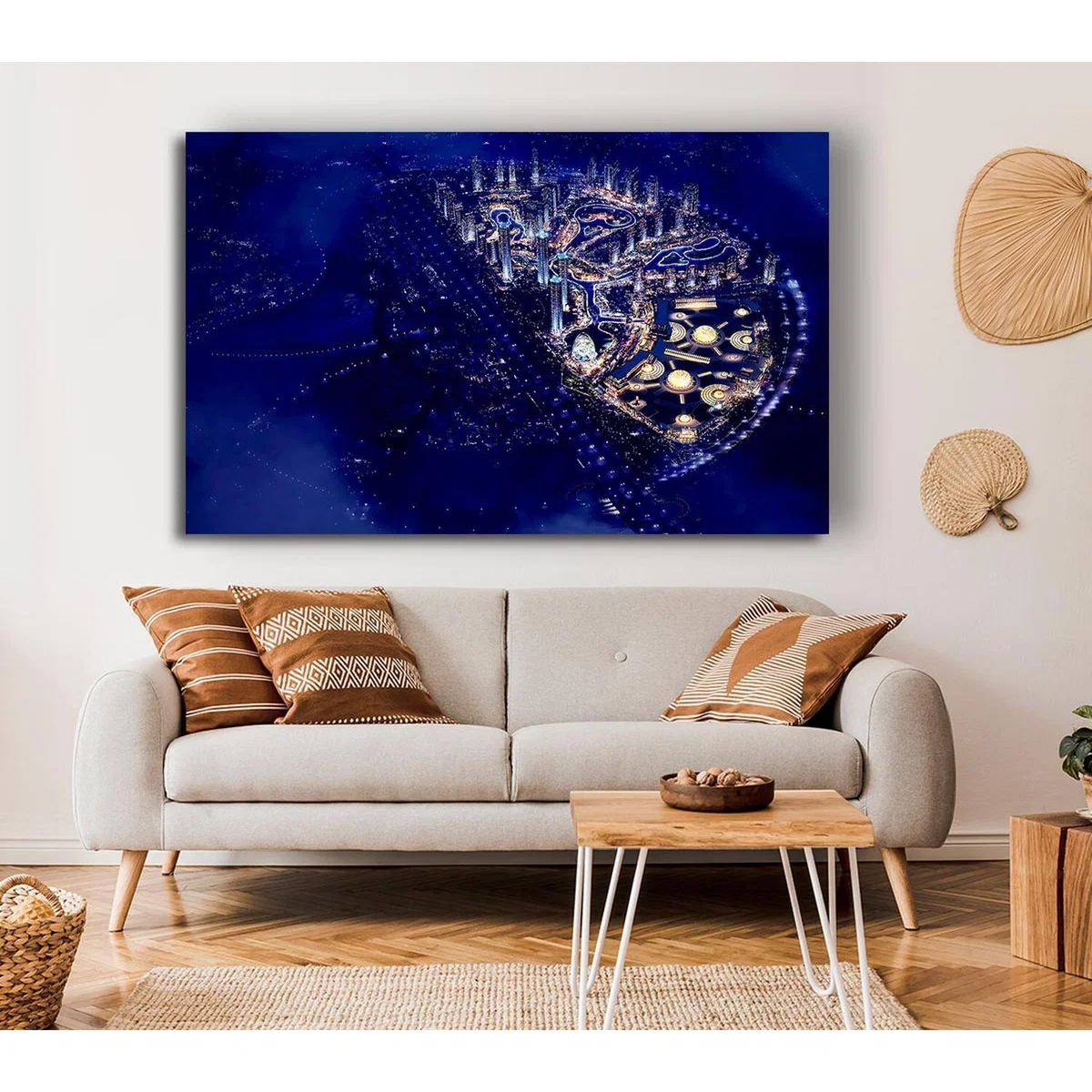 Dubai Blue Nights Canvas Print Wall Art - Yellow / 35.56cm – image 4