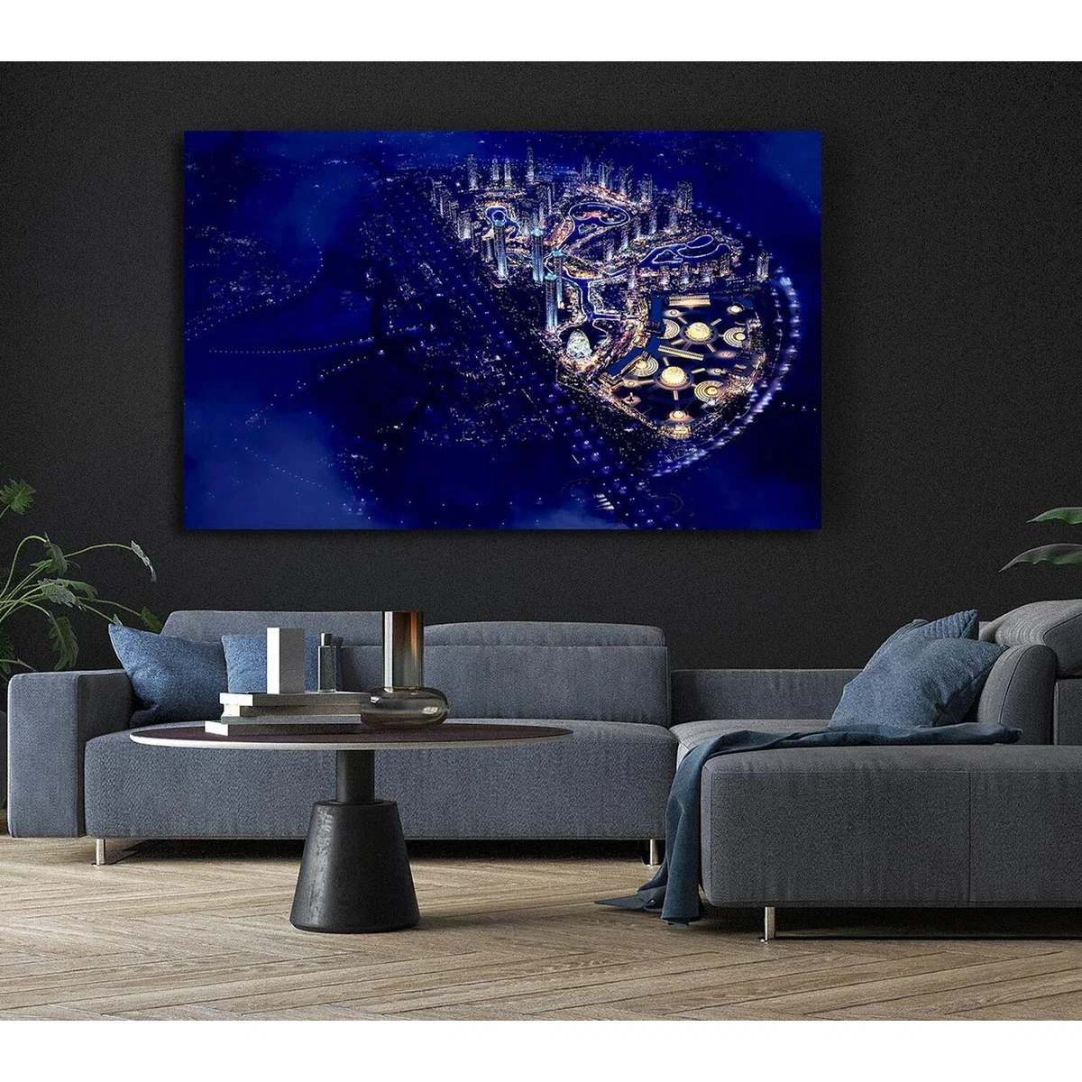 Dubai Blue Nights Canvas Print Wall Art - Yellow / 35.56cm – image 6