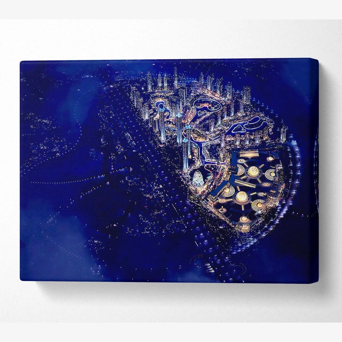 Dubai Blue Nights Canvas Print Wall Art - Yellow / 35.56cm – image 1