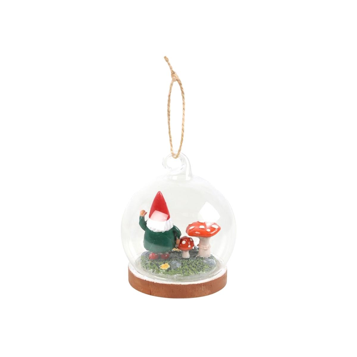 Enchanted Gnome Glass Dome Holiday Ornament - Multicolor