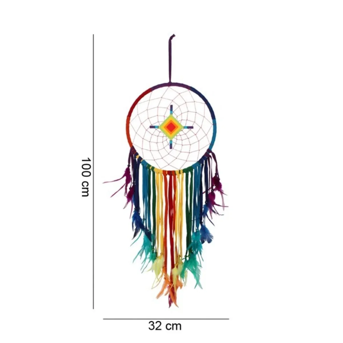 Chakra Multicoloured Dreamcatcher with Diamond Center 80cm - Multi – image 2