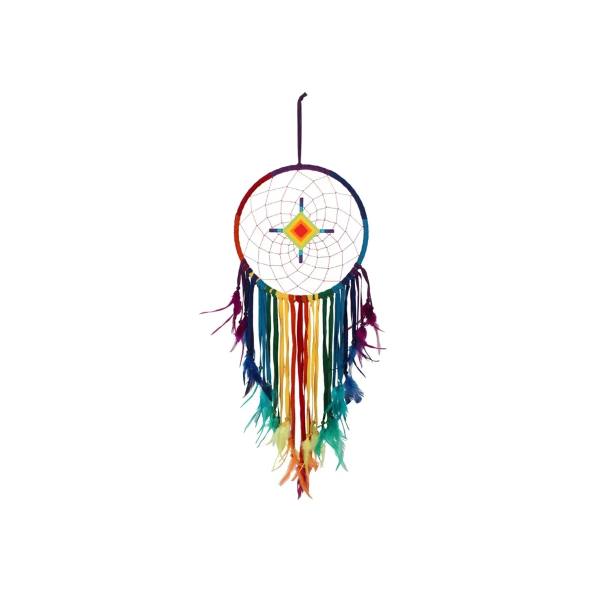 Chakra Multicoloured Dreamcatcher with Diamond Center 80cm - Multi – image 1