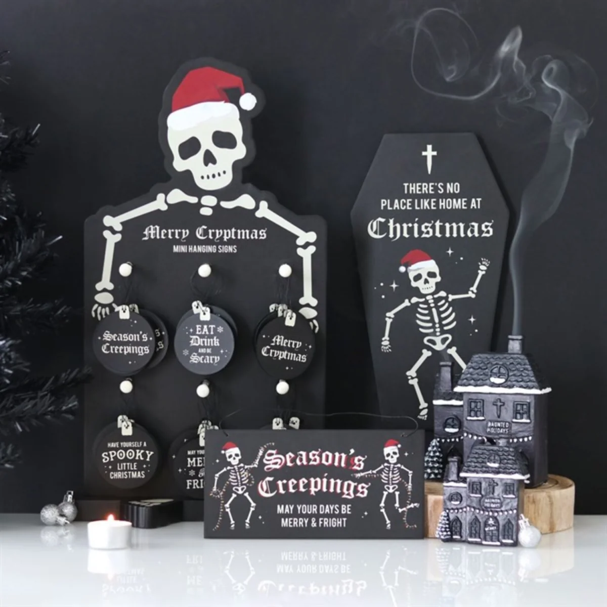 Coffin Shaped Christmas Skeleton Wall Plaque No Place Like Home - Black – image 2