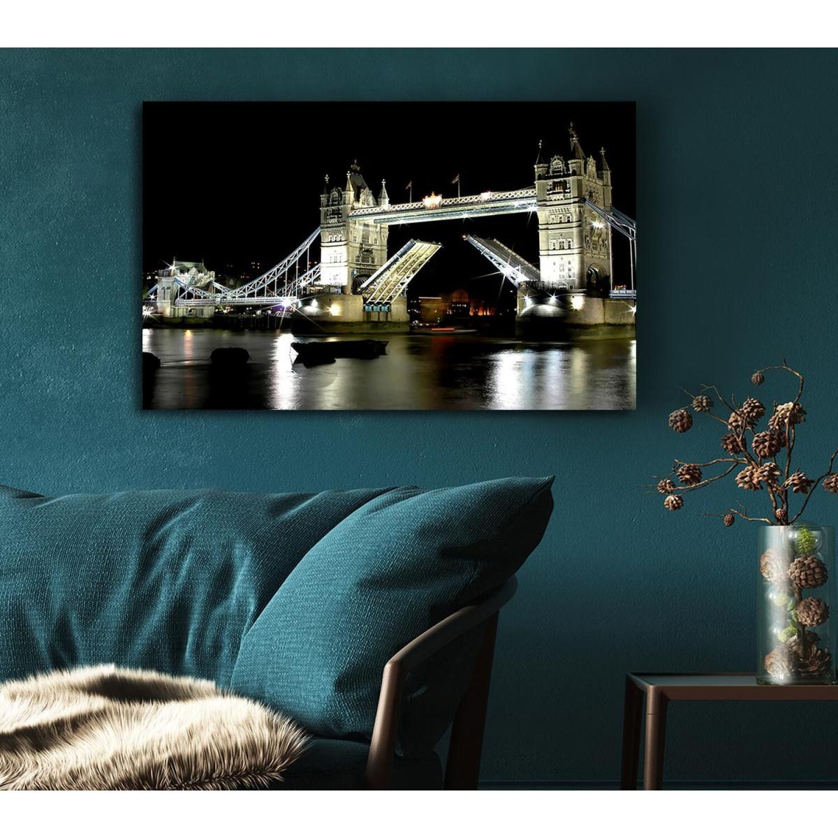 London Bridge Night Canvas Print Wall Art - Yellow / 81.28cm – image 5