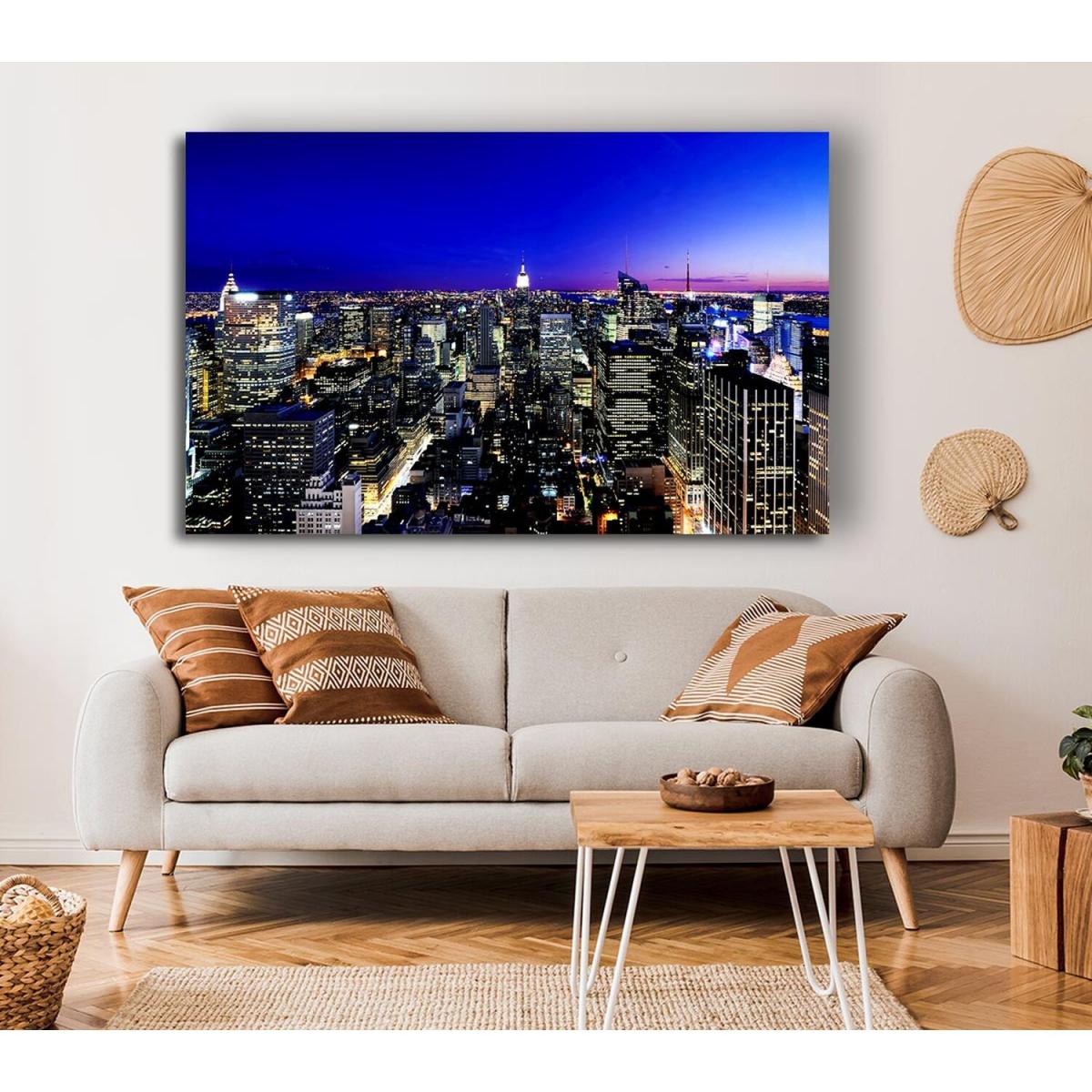 New York City Blue Ariel View Canvas Print Wall Art - Yellow / 50.8cm – image 2