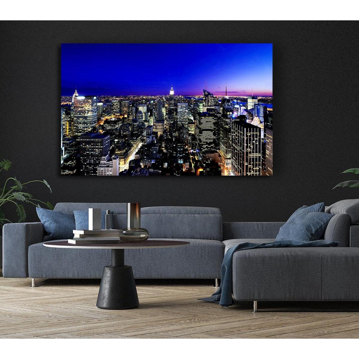New York City Blue Ariel View Canvas Print Wall Art - Yellow / 50.8cm – image 3