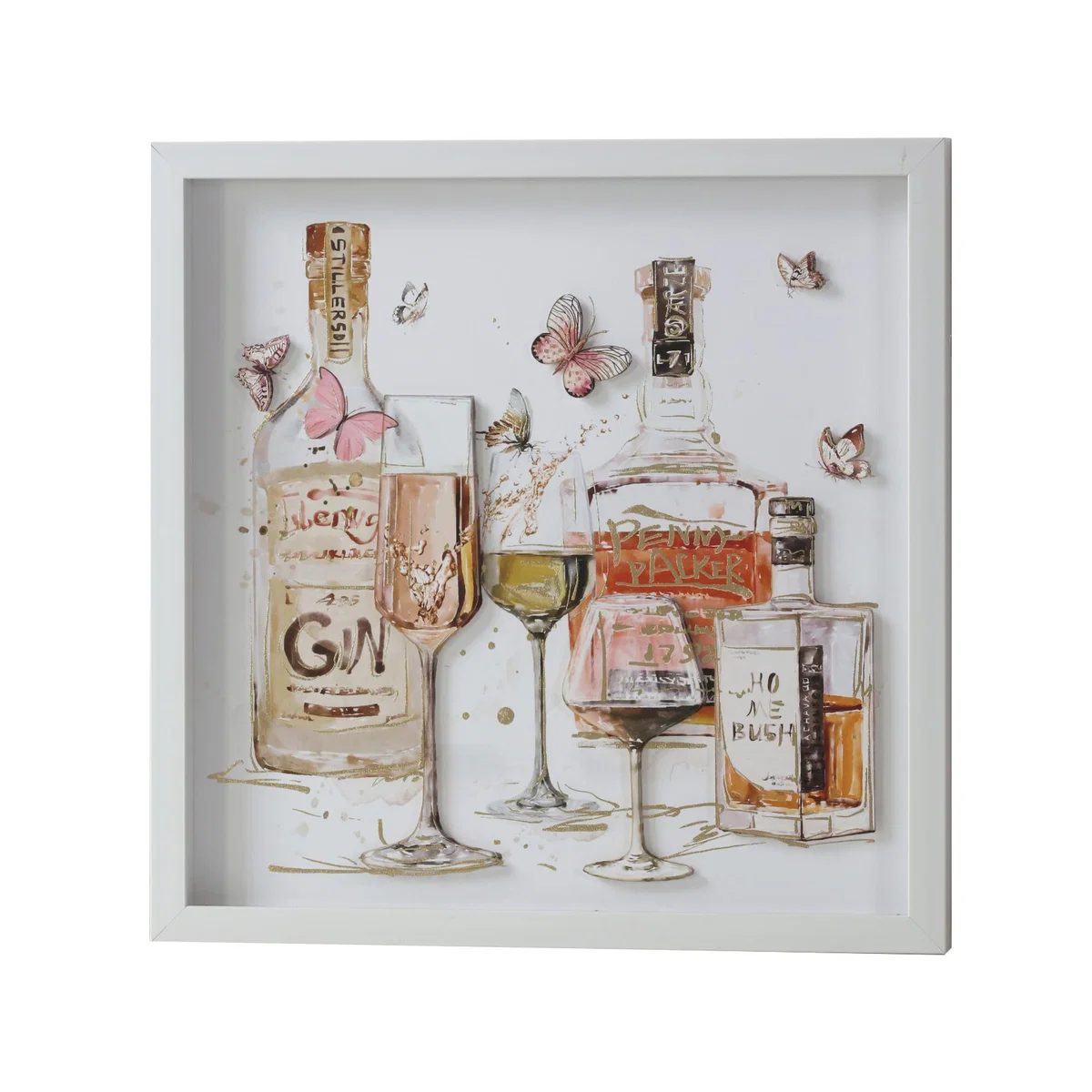 Afternoon Tipple Framed 3D Art - White