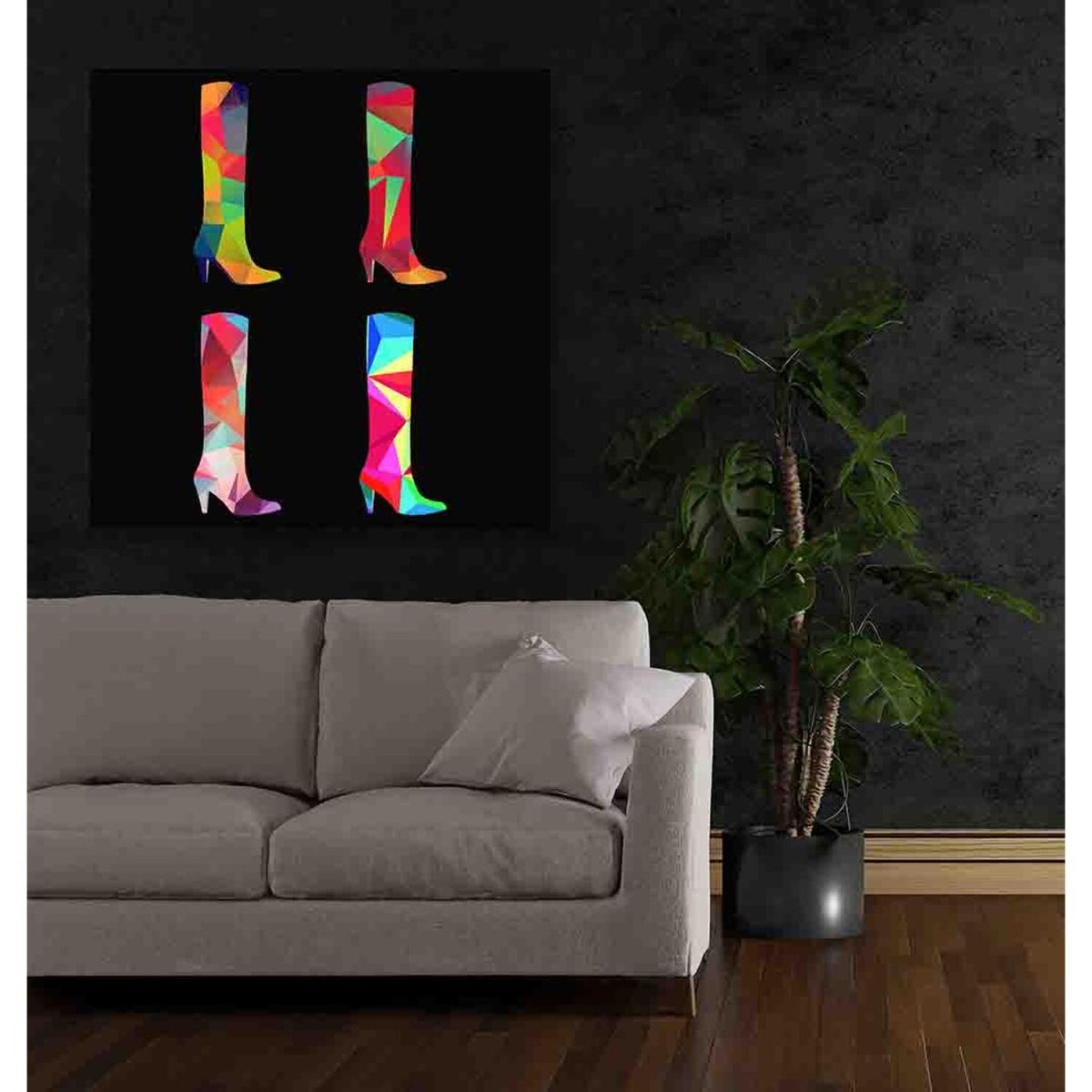 Polygonal colored boots Canvas print - Black / 90cm – image 2