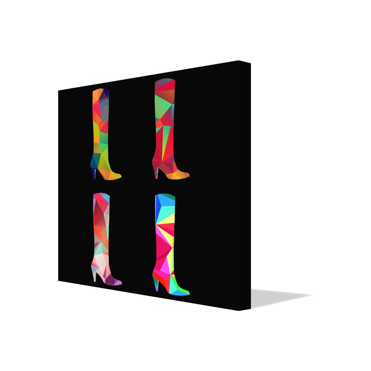 Polygonal colored boots Canvas print - Black / 90cm – image 1
