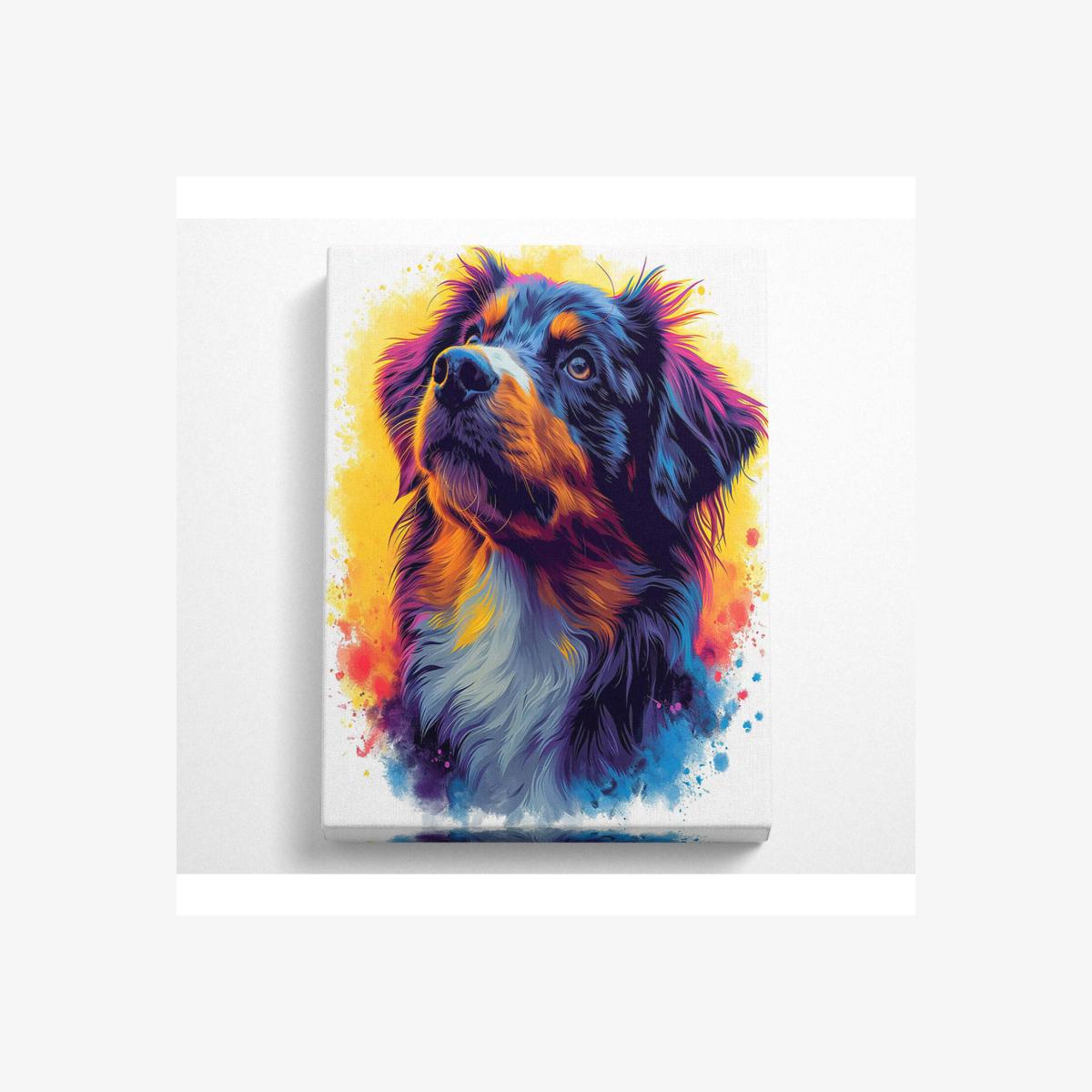 Collie Staring Graffiti Canvas Print - Black / 101.6cm