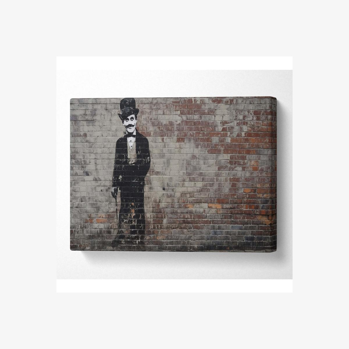 Charlie Chaplin Graffiti Canvas Print - Black / 81.28cm