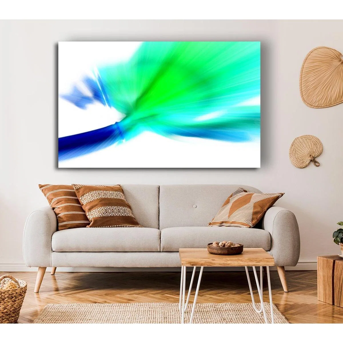 Blue Green Celebration Canvas Print Wall Art - Yellow / 50.8cm – image 4