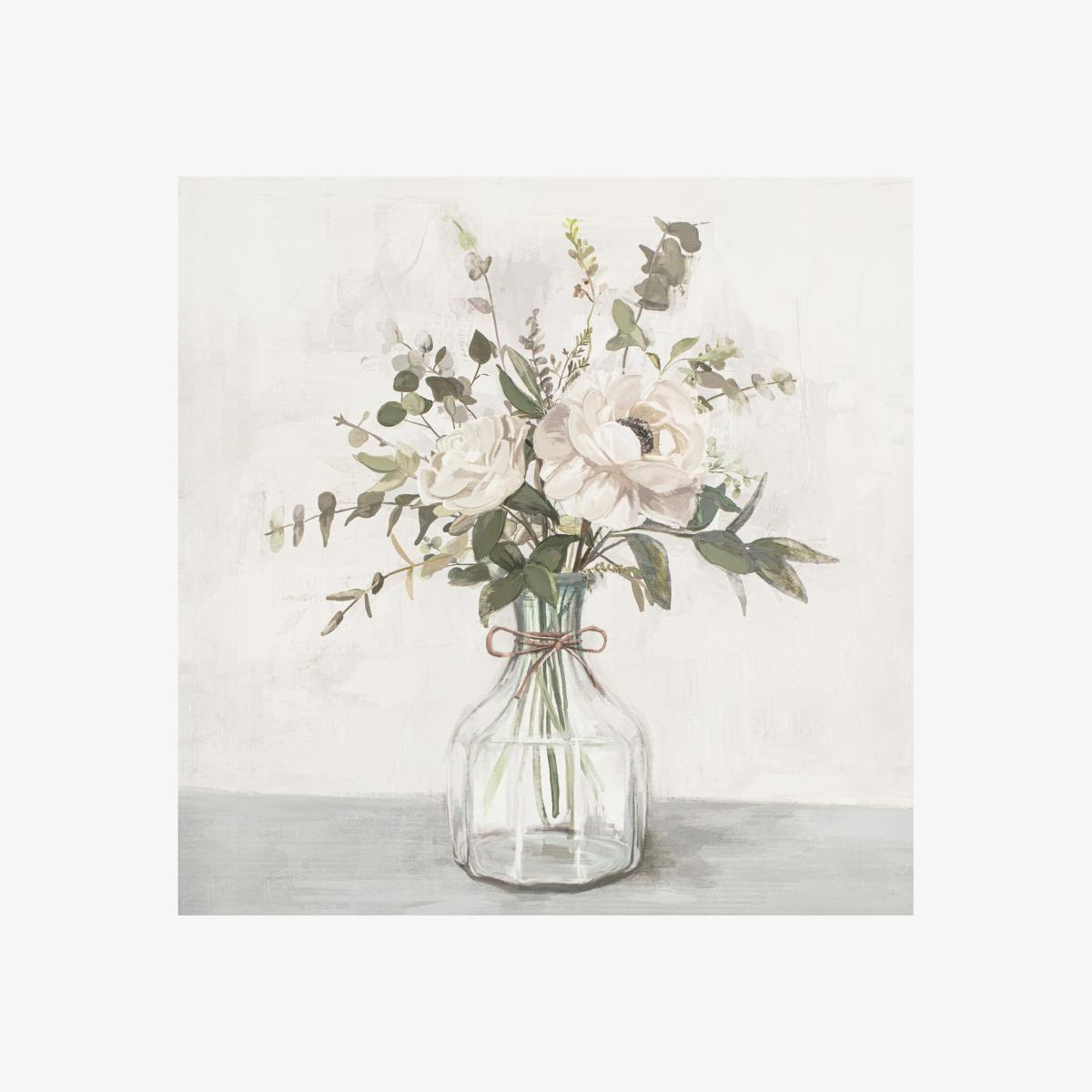 Bouquet Hand Embellished Wall Art - Neutral