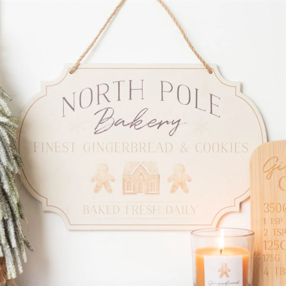 North Pole Bakery Hanging Sign Gingerbread & Cookies Decor - Pink – image 4