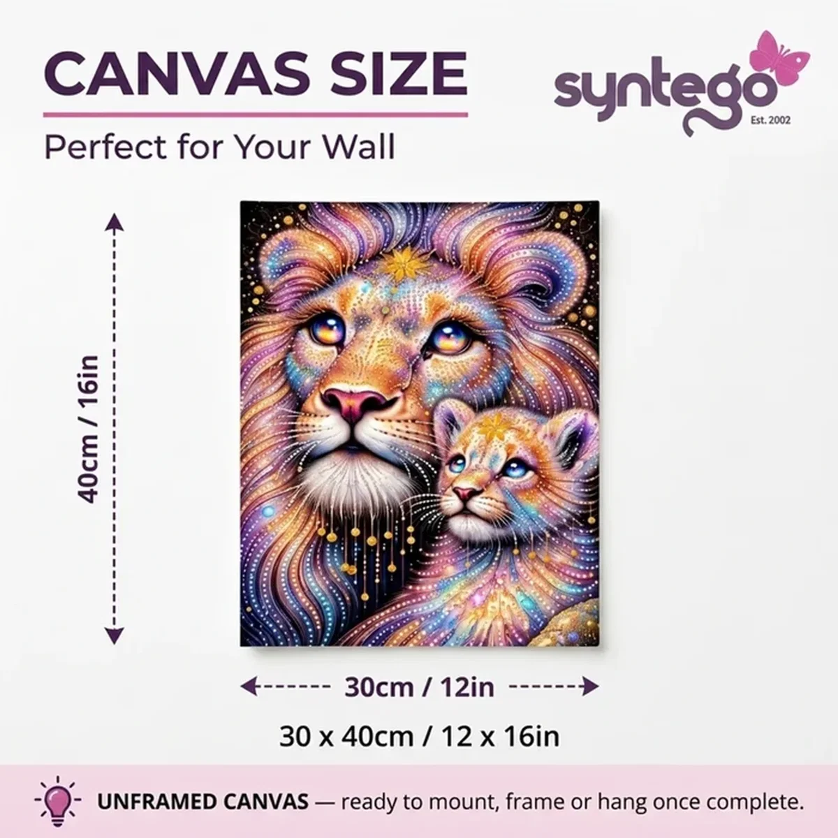 Multi Colour Lion and Cub Square 5D DIY Diamond Painting Kit - Multi – image 4