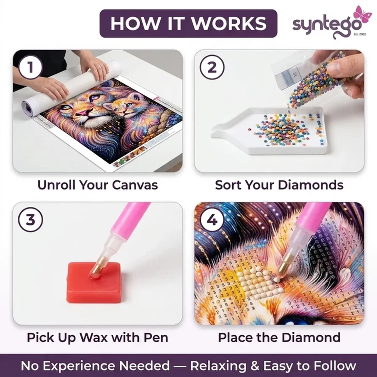 Multi Colour Lion and Cub Square 5D DIY Diamond Painting Kit - Multi – image 5
