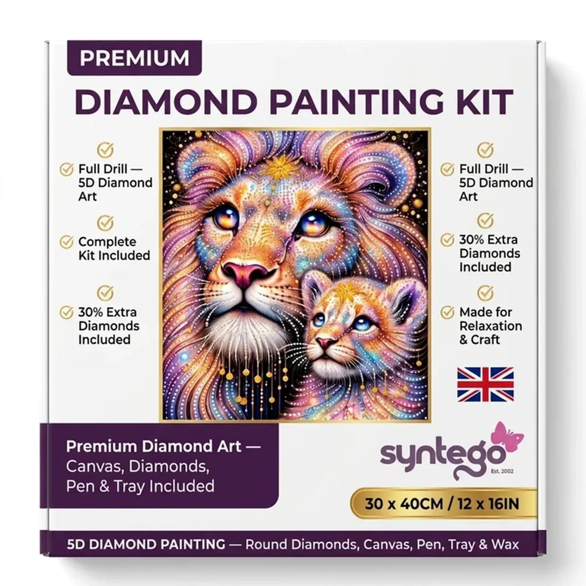 Multi Colour Lion and Cub Square 5D DIY Diamond Painting Kit - Multi – image 9