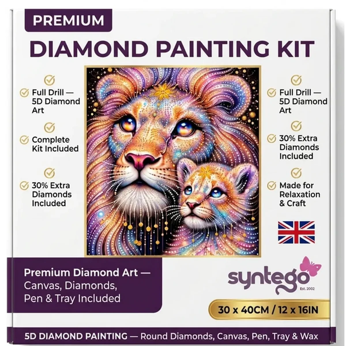 Multi Colour Lion and Cub Square 5D DIY Diamond Painting Kit - Multi – image 10