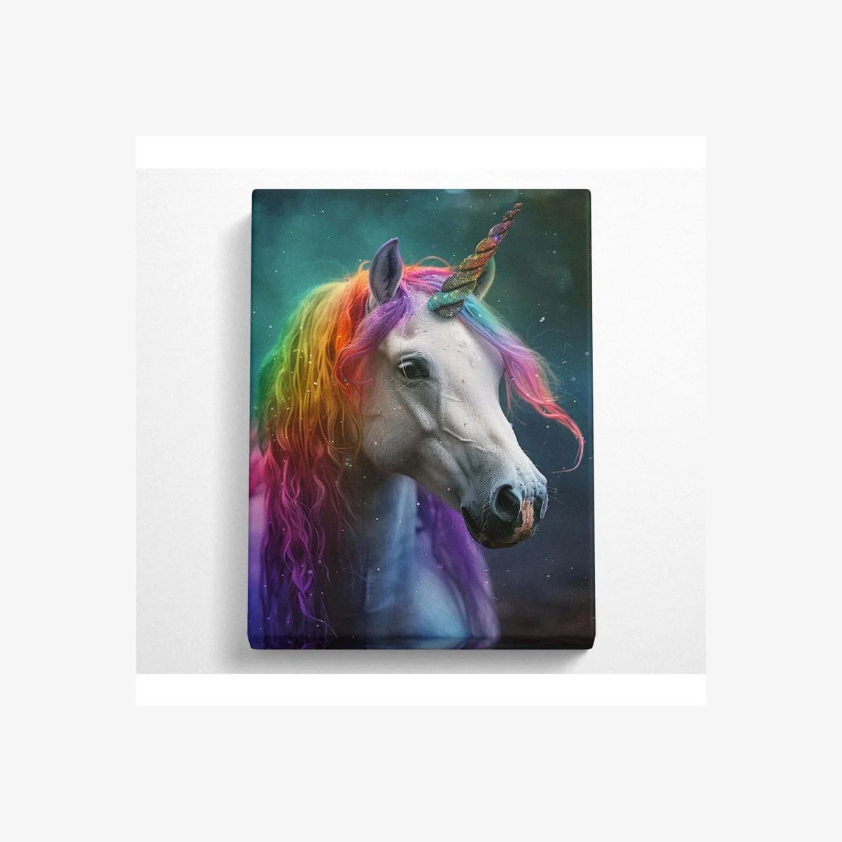 Colourful Unicorn Cute Canvas Print - Black / 101.6cm