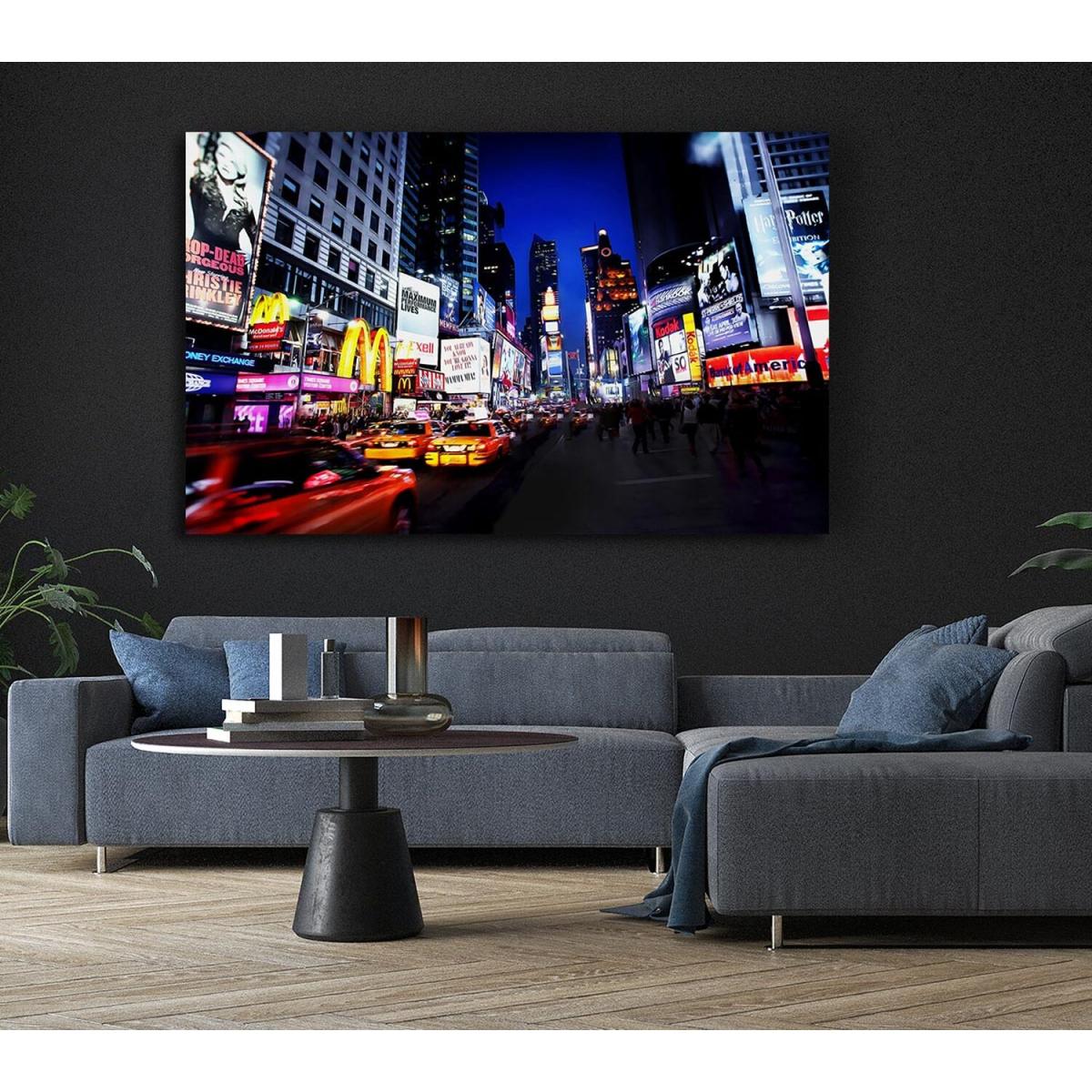 New York Night At The Theatre Canvas Print Wall Art - Yellow / 66.04cm – image 5