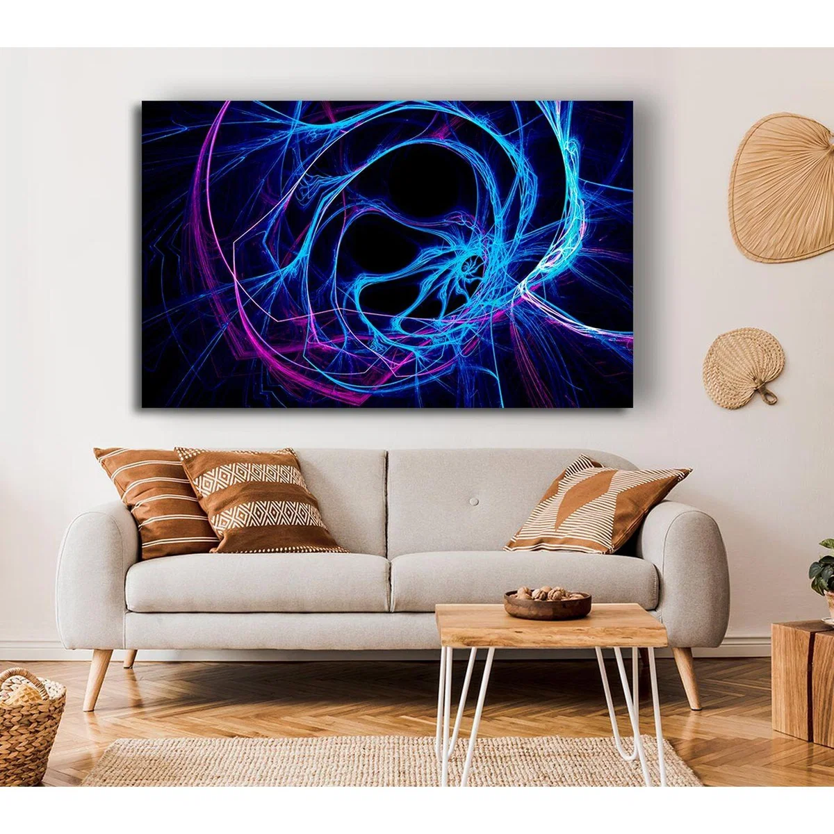 Tunnels Of Time Blue Canvas Print Wall Art - Yellow / 81.28cm – image 4