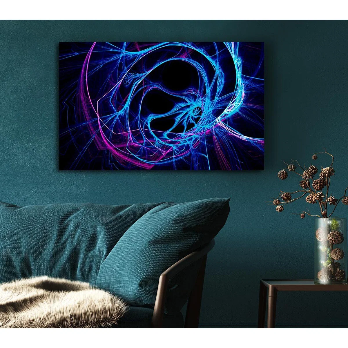 Tunnels Of Time Blue Canvas Print Wall Art - Yellow / 81.28cm – image 5