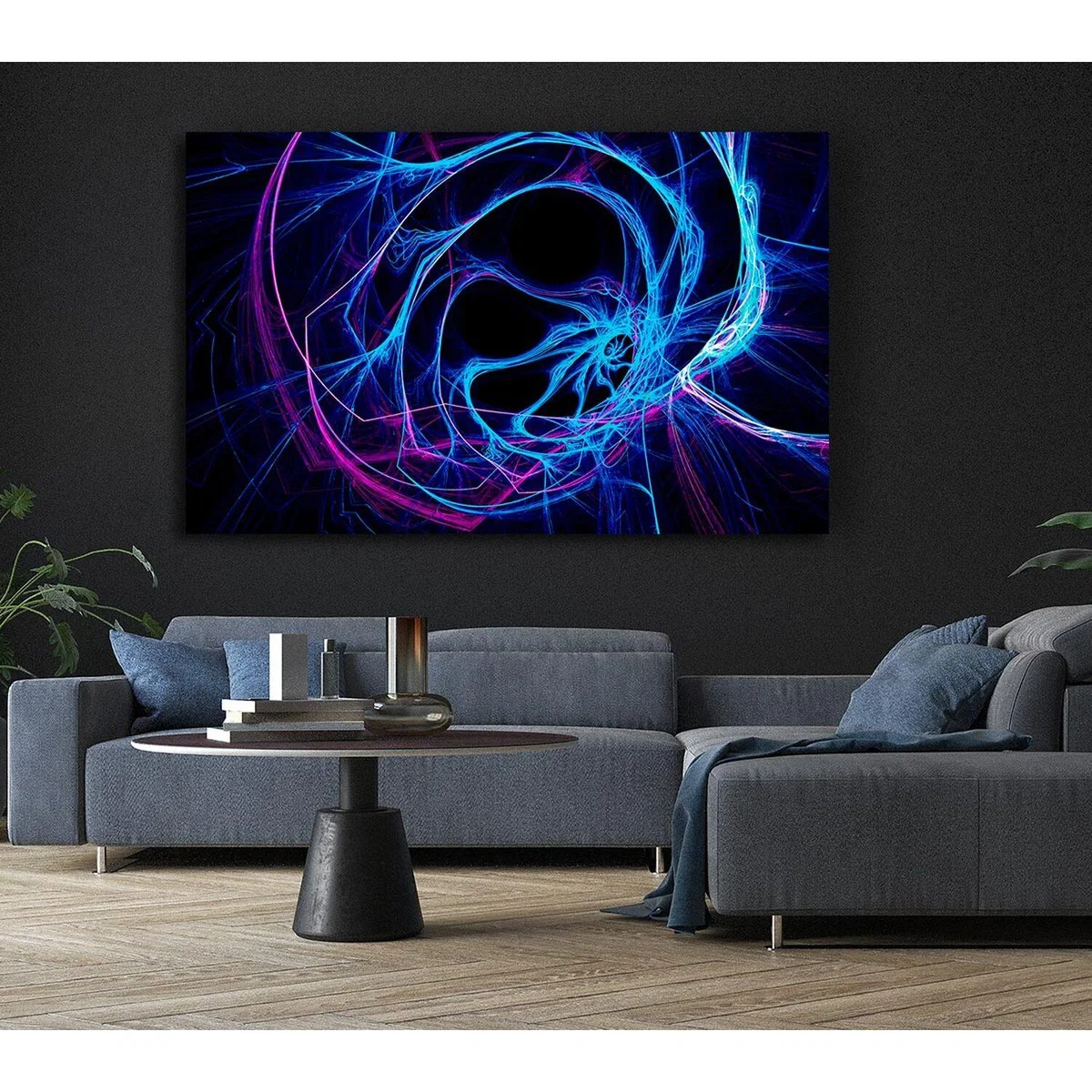 Tunnels Of Time Blue Canvas Print Wall Art - Yellow / 81.28cm – image 6