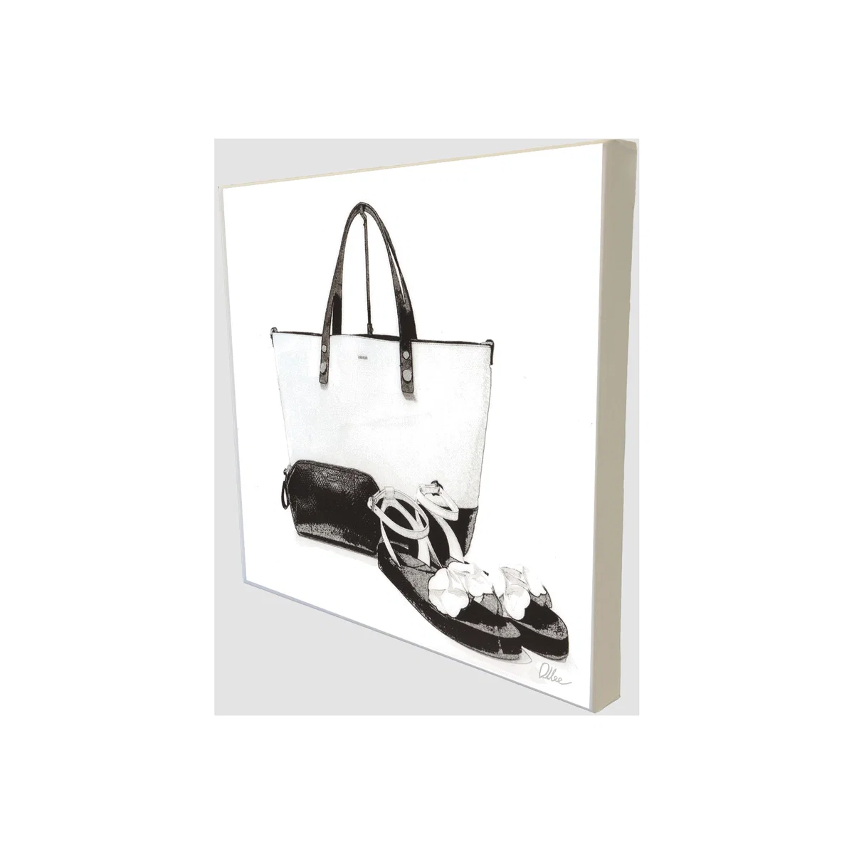Fashion "Dressed to Impress" Art Print Wrapped on Canvas - White / 61cm