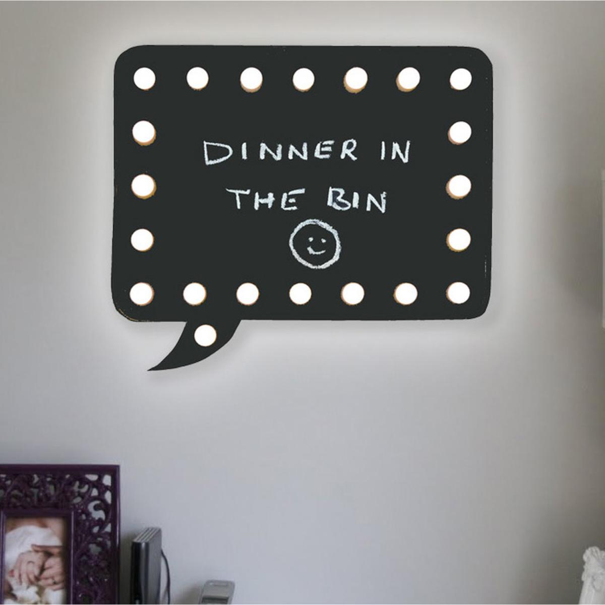 Rectangular Speech Bubble Hangable LED Light-Up Chalkboard - White – image 2