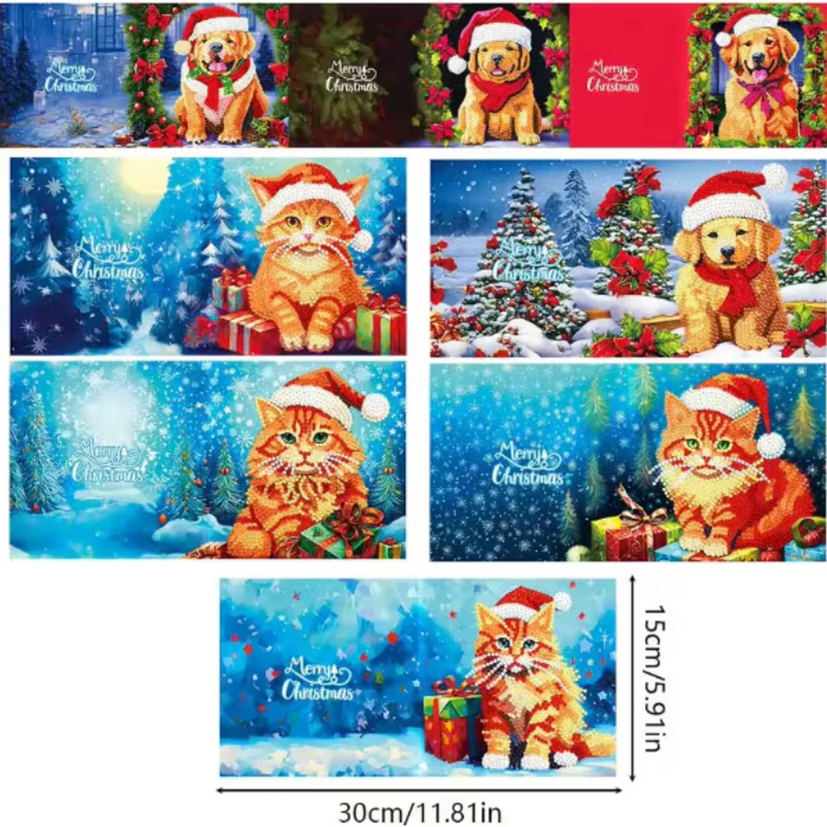Pack of 8 Diamond Painting Christmas Card Kits - Multi – image 4