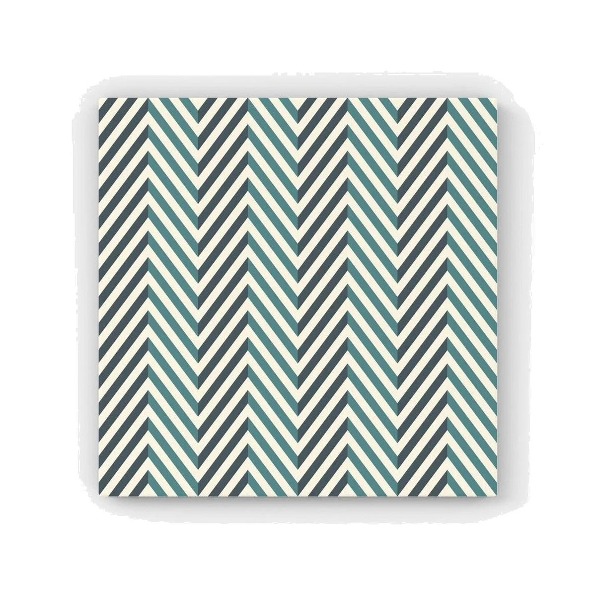 Geometric Herringbone Chevron Blues HD Metal Print - Green / 40cm