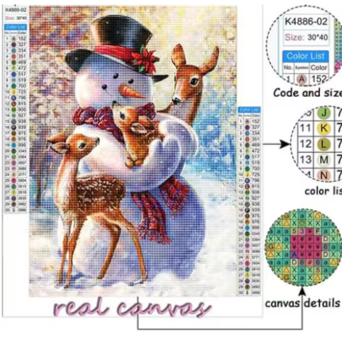 Snowman Hugging Reindeers Diamond Art Painting - Multi – image 4