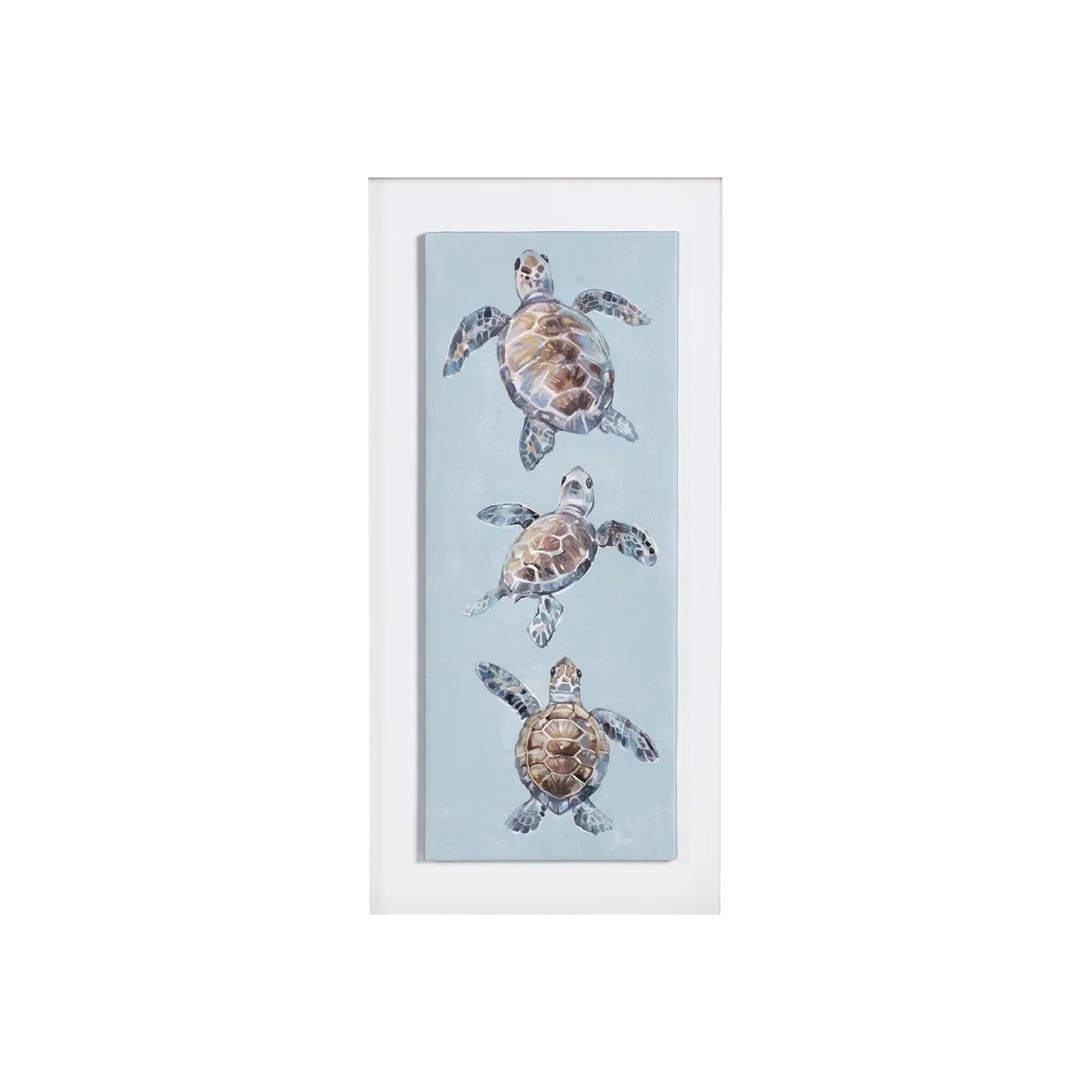 Swimming Turtles Framed Canvas Art - Blue