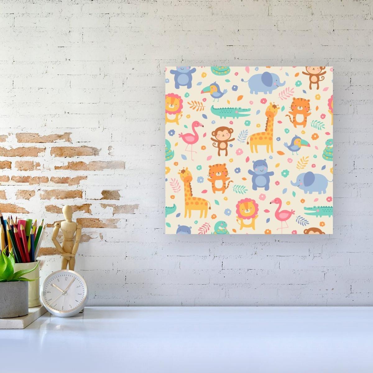 Cute Pastel Jungle Animals Canvas Print - Orange / Medium – image 2