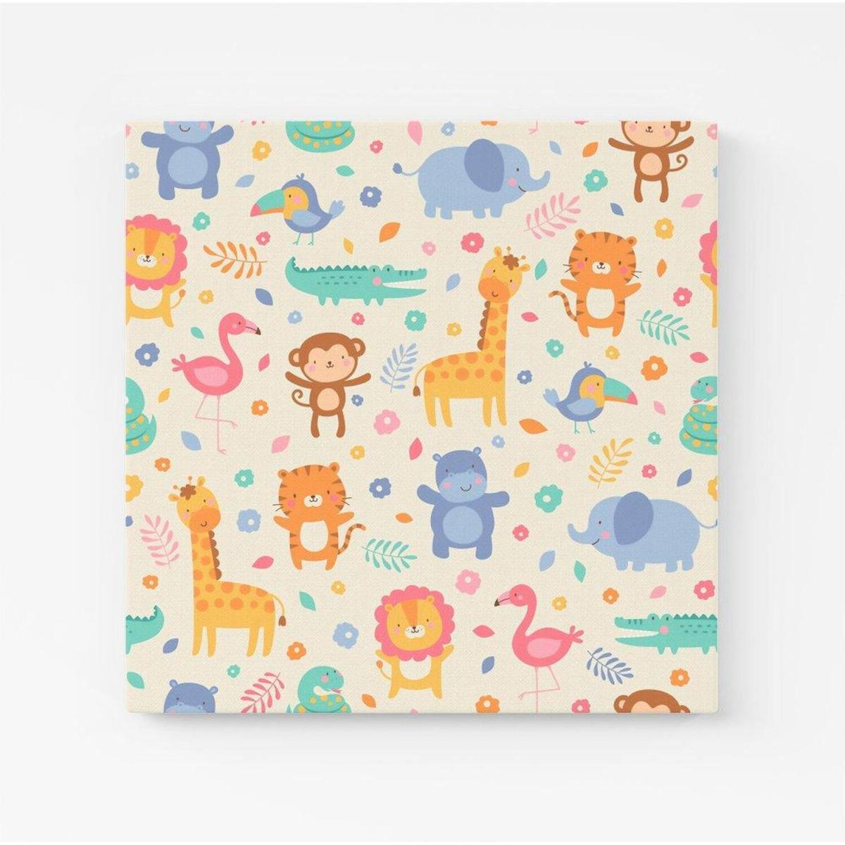 Cute Pastel Jungle Animals Canvas Print - Orange / Medium – image 3