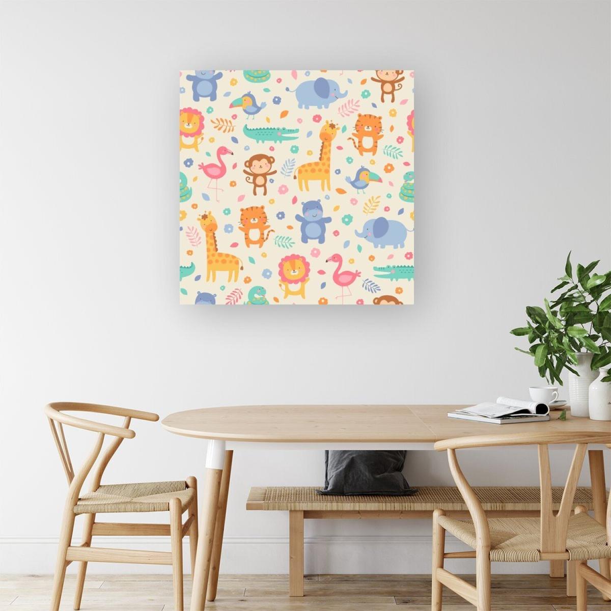 Cute Pastel Jungle Animals Canvas Print - Orange / Medium – image 4
