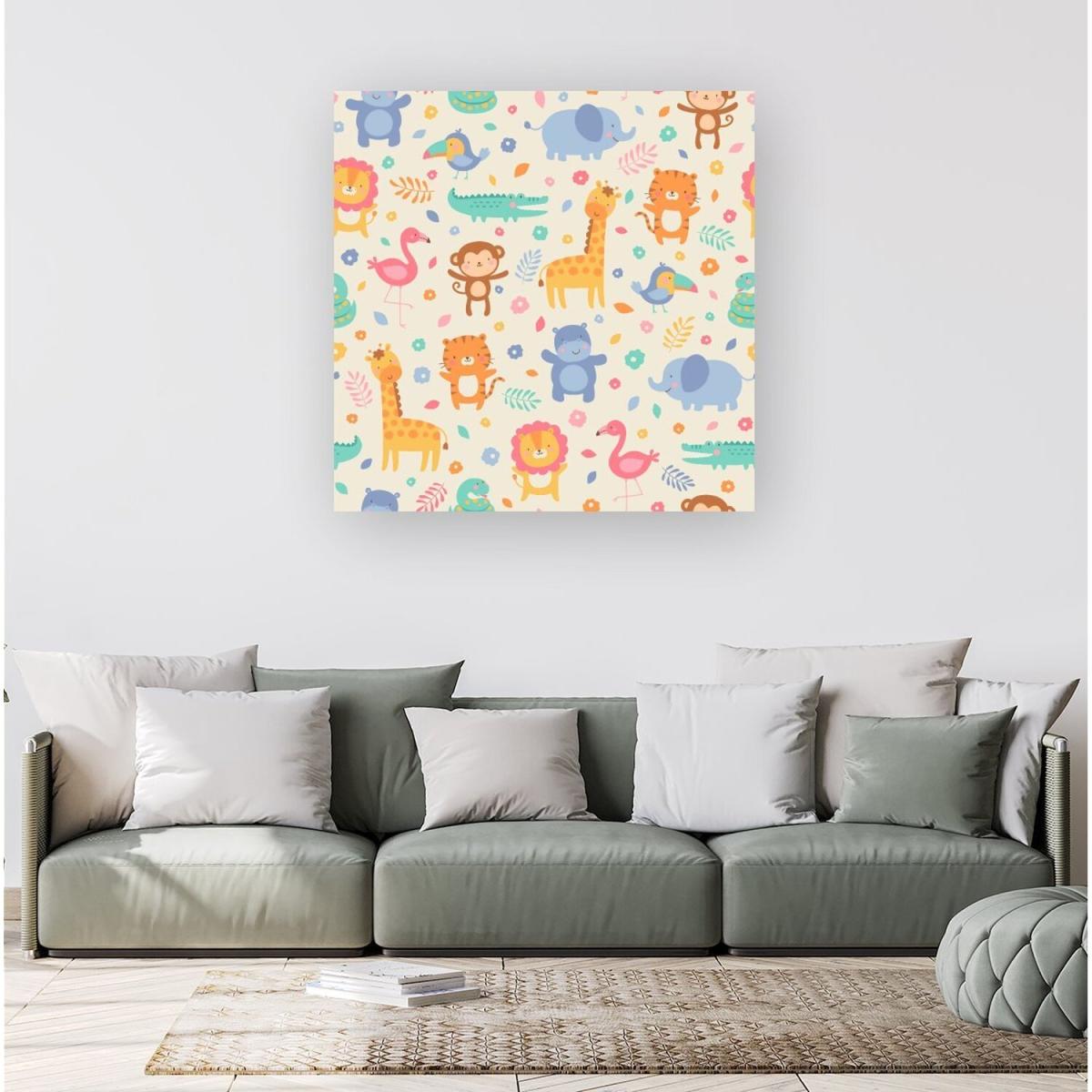 Cute Pastel Jungle Animals Canvas Print - Orange / Medium – image 5
